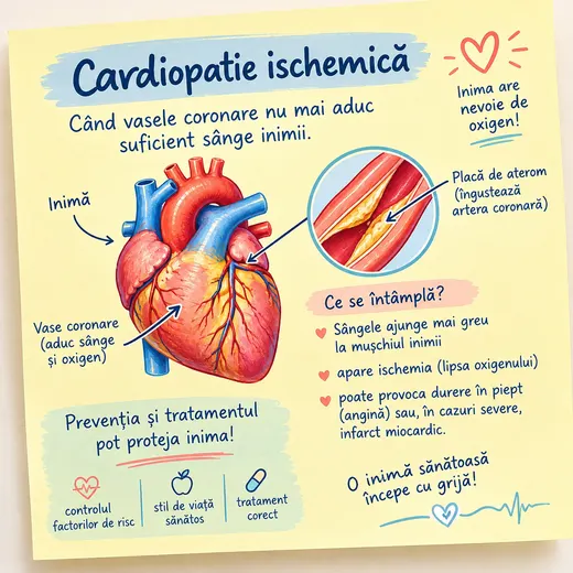 Infografic CardioClar despre cardiopatia ischemică